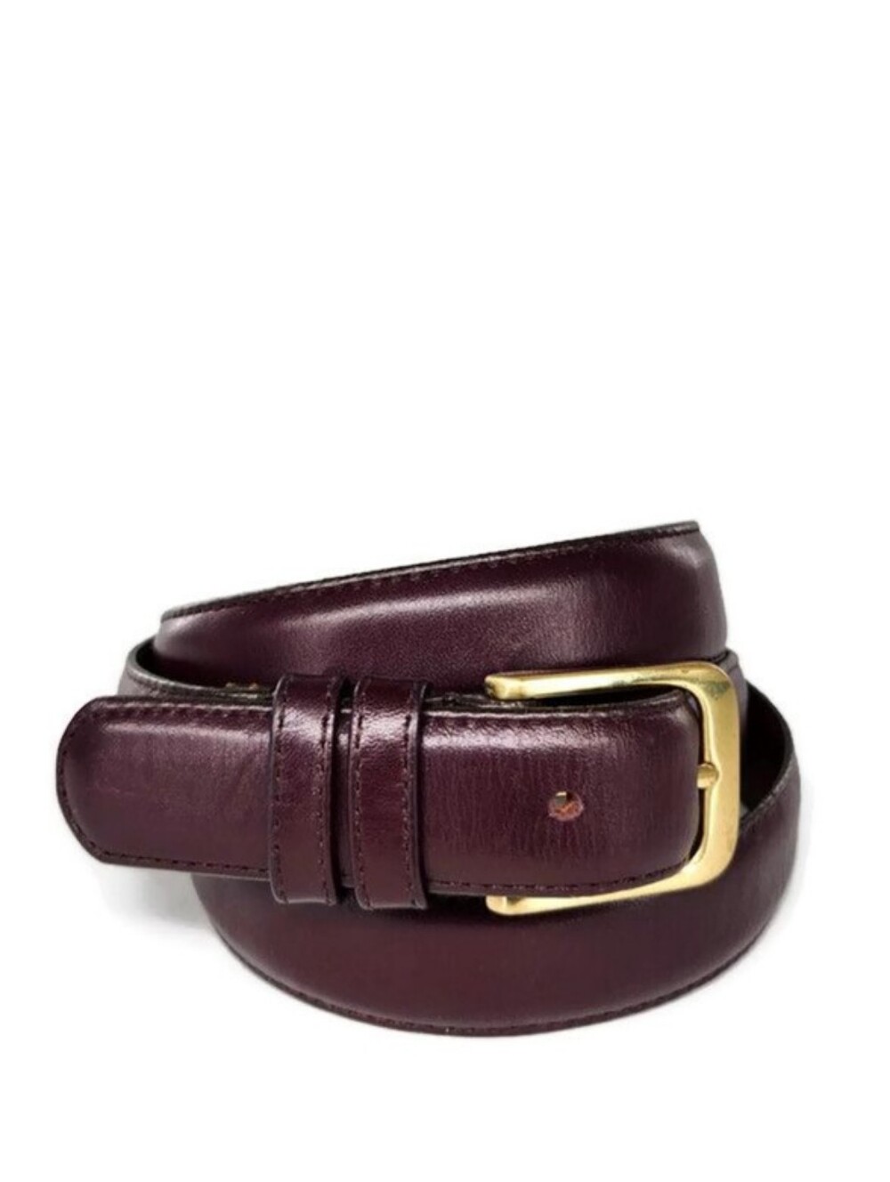 Coach Handcrafted Burgundy Cowhide Leather & Gold Solid Brass Buckle Belt